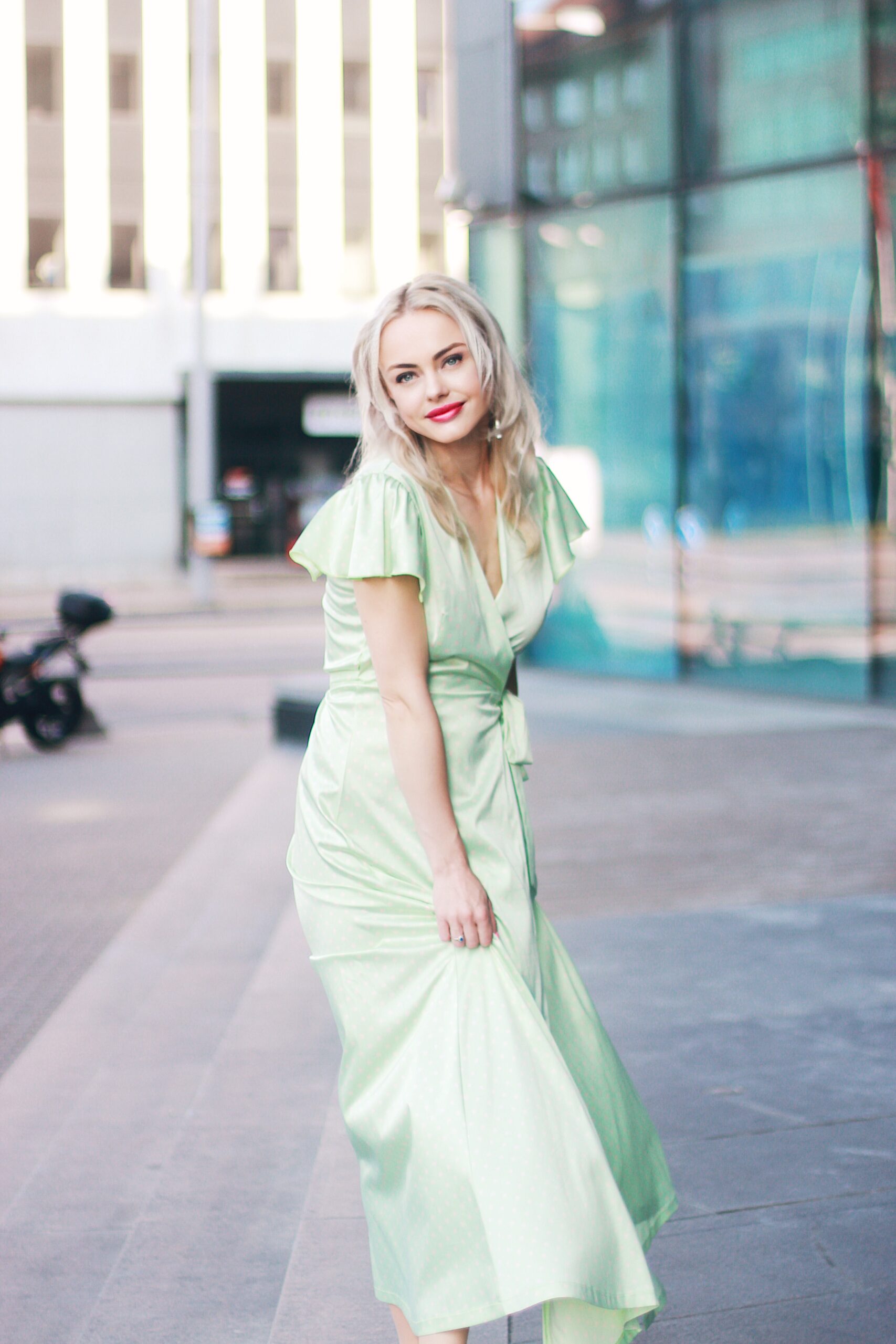 Mint polka dot dress
