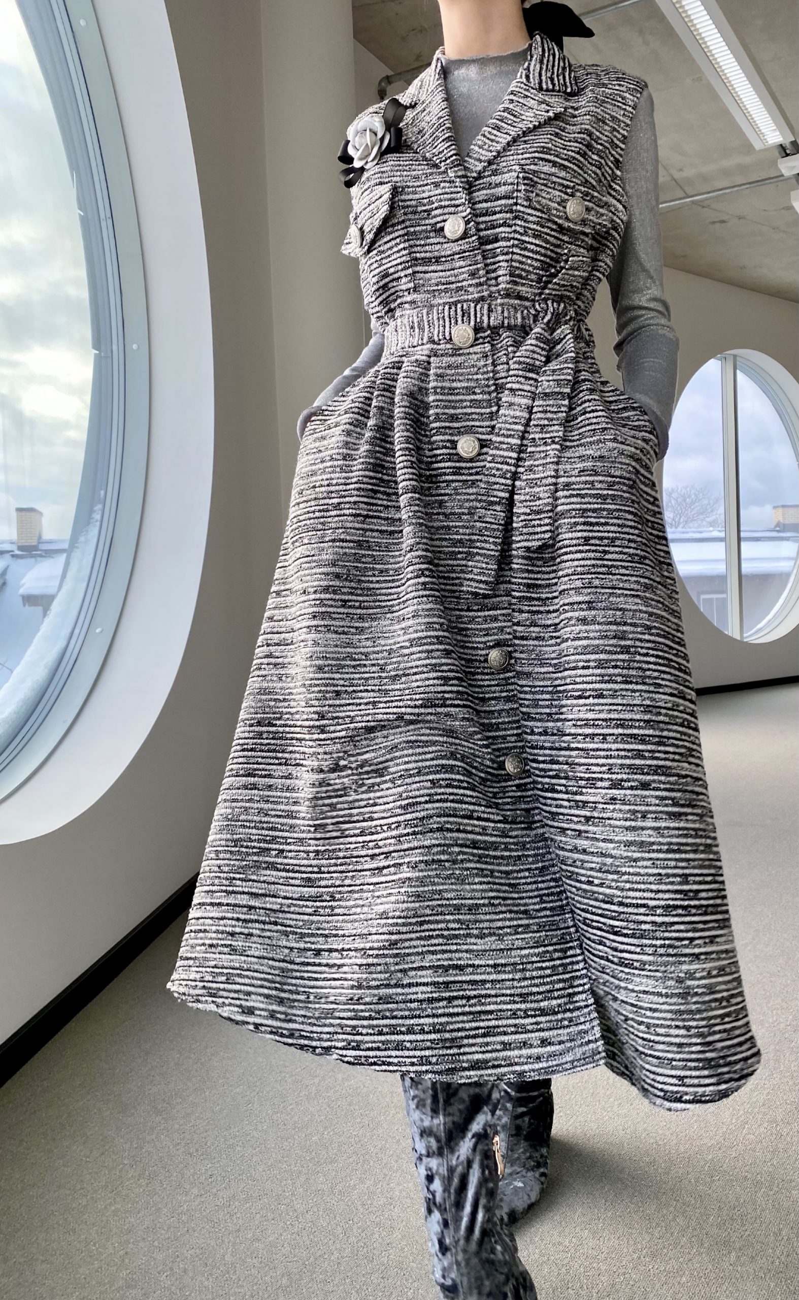 Grey stripe dress