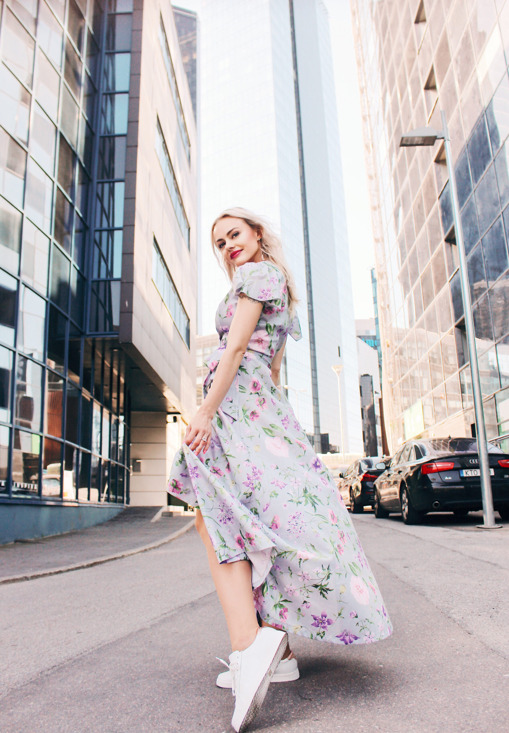 Light grey flower dress