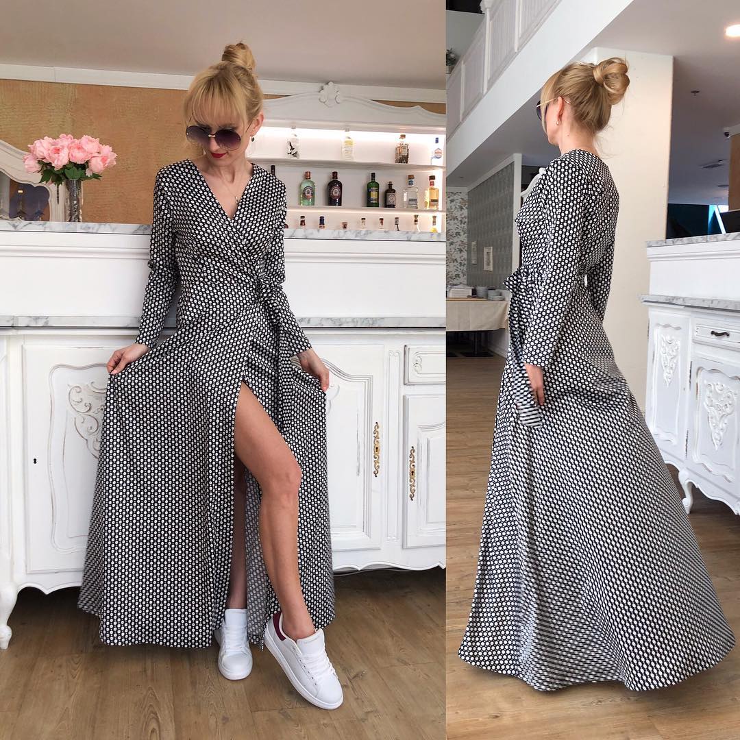 Black and white long dress