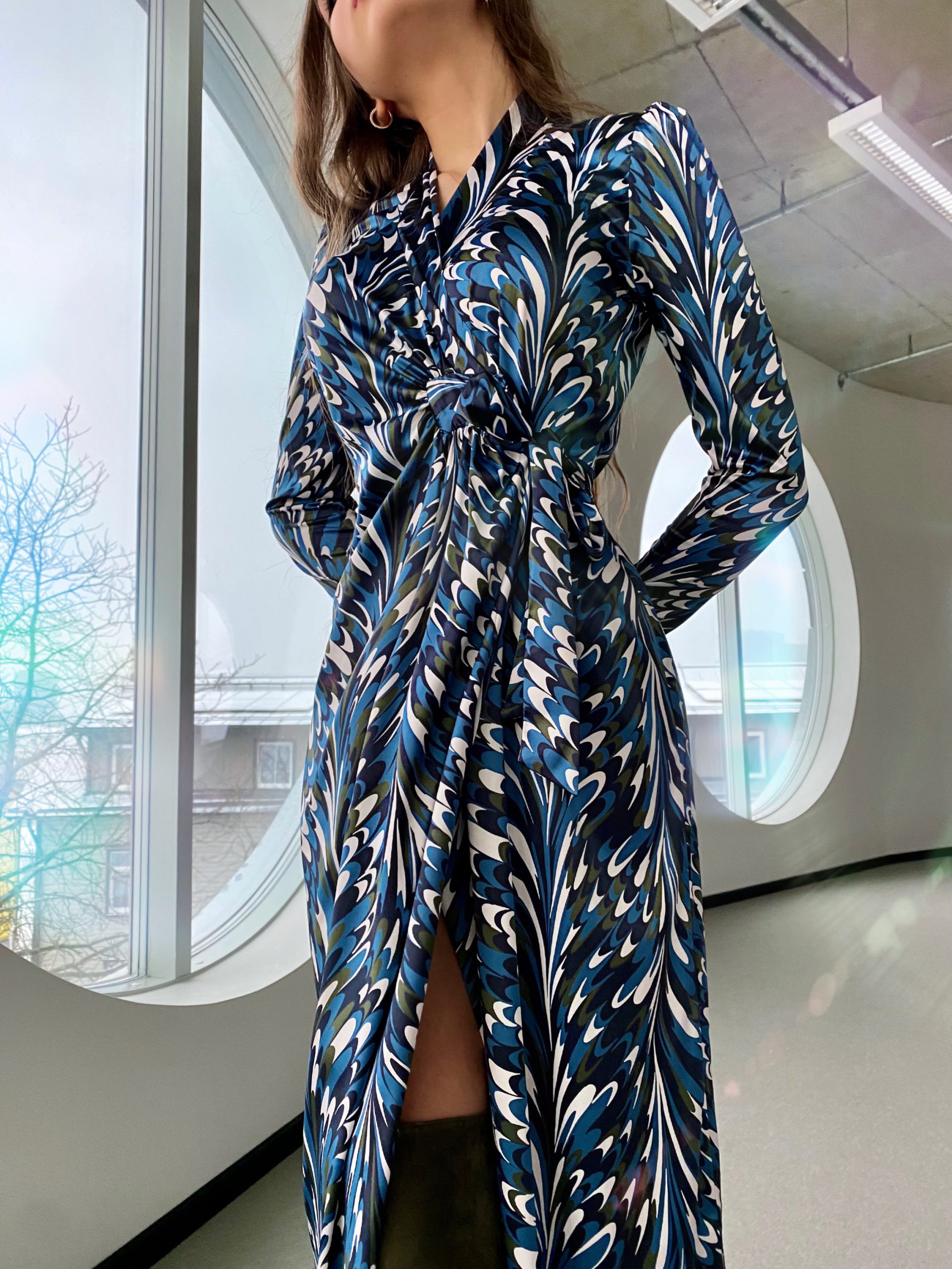 Silk satin waterfall dress