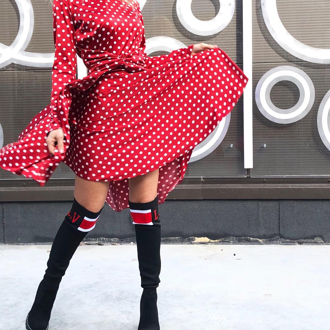 Red polka dot dress