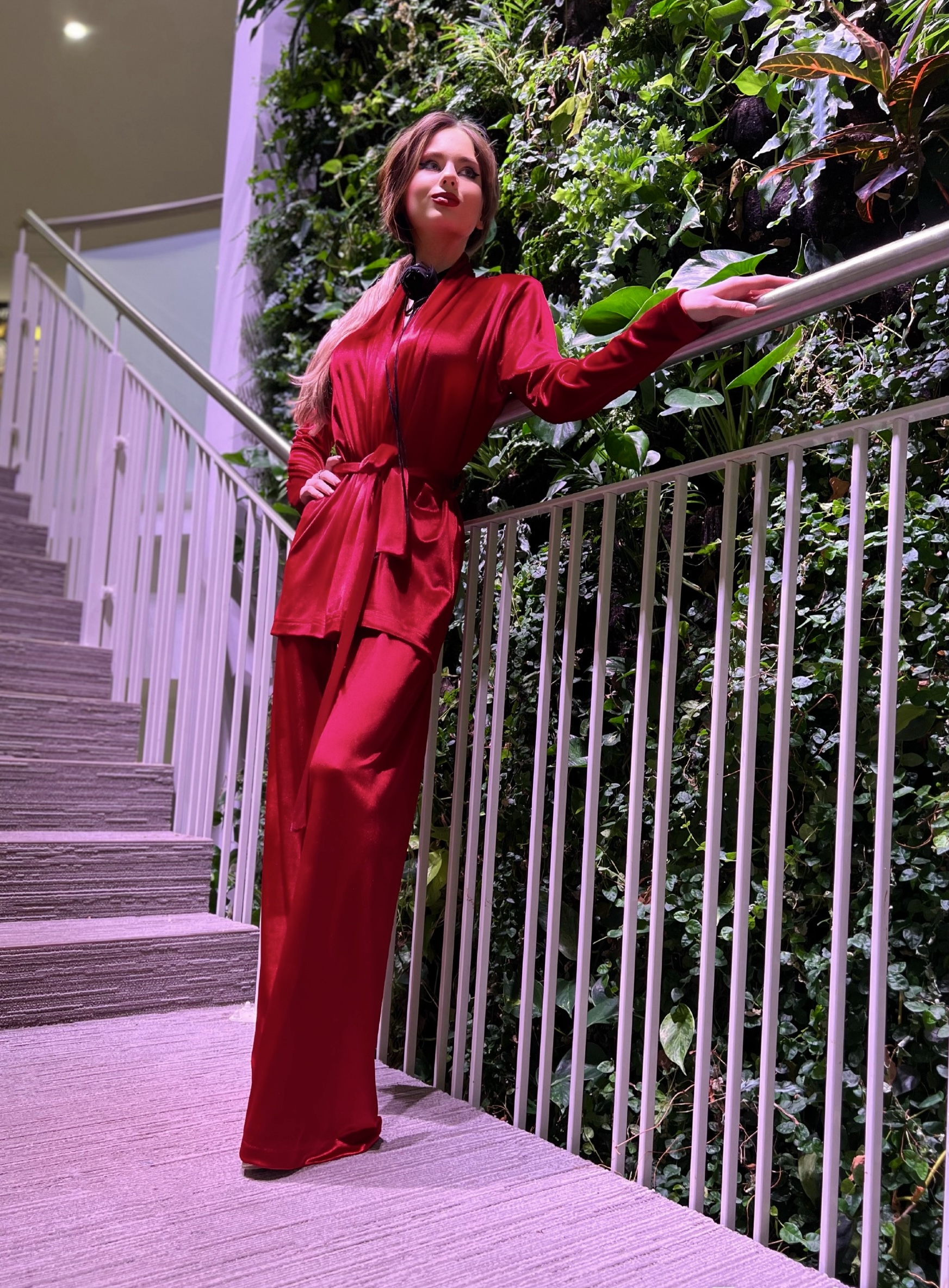 Love red silk samet costume