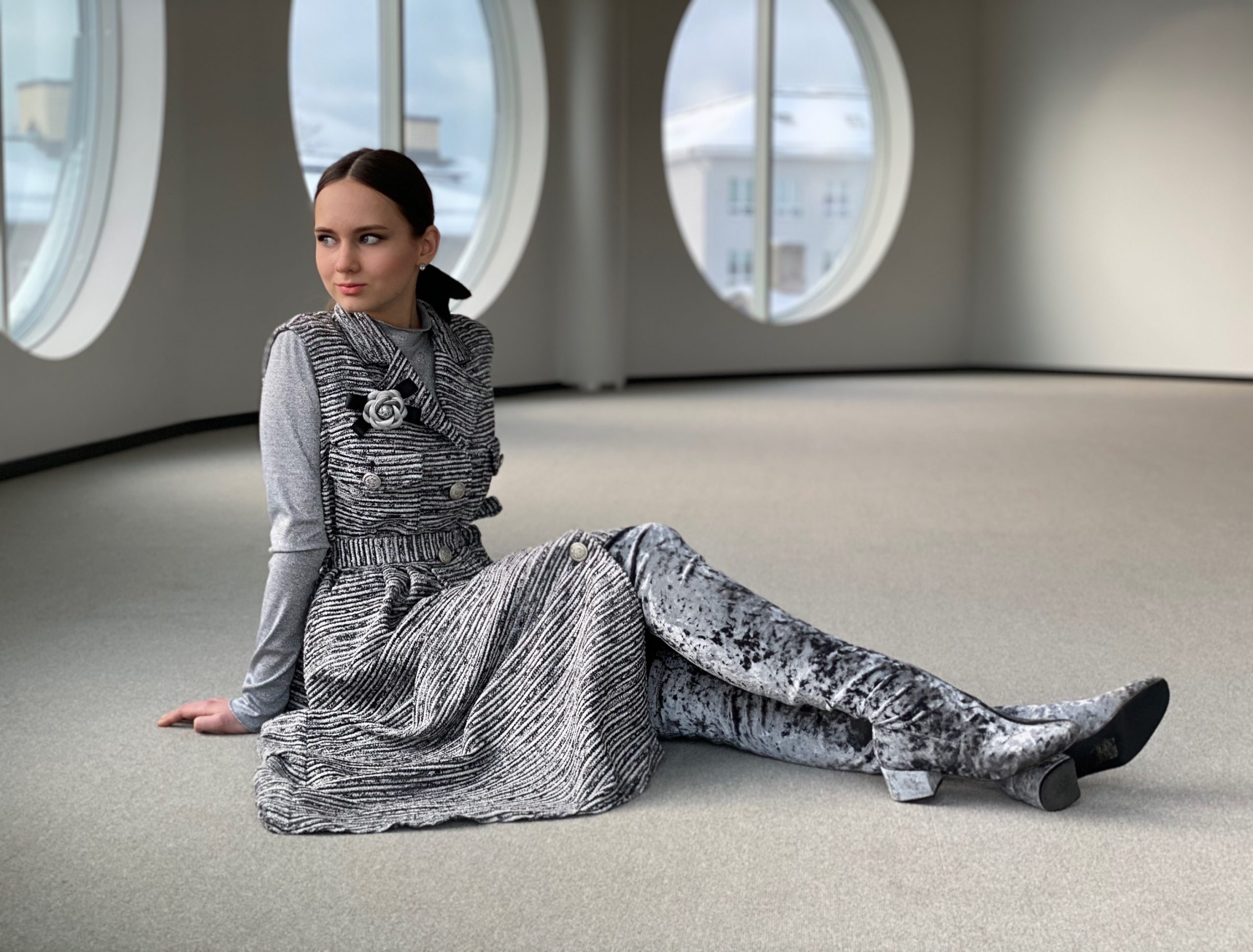 Grey stripe dress