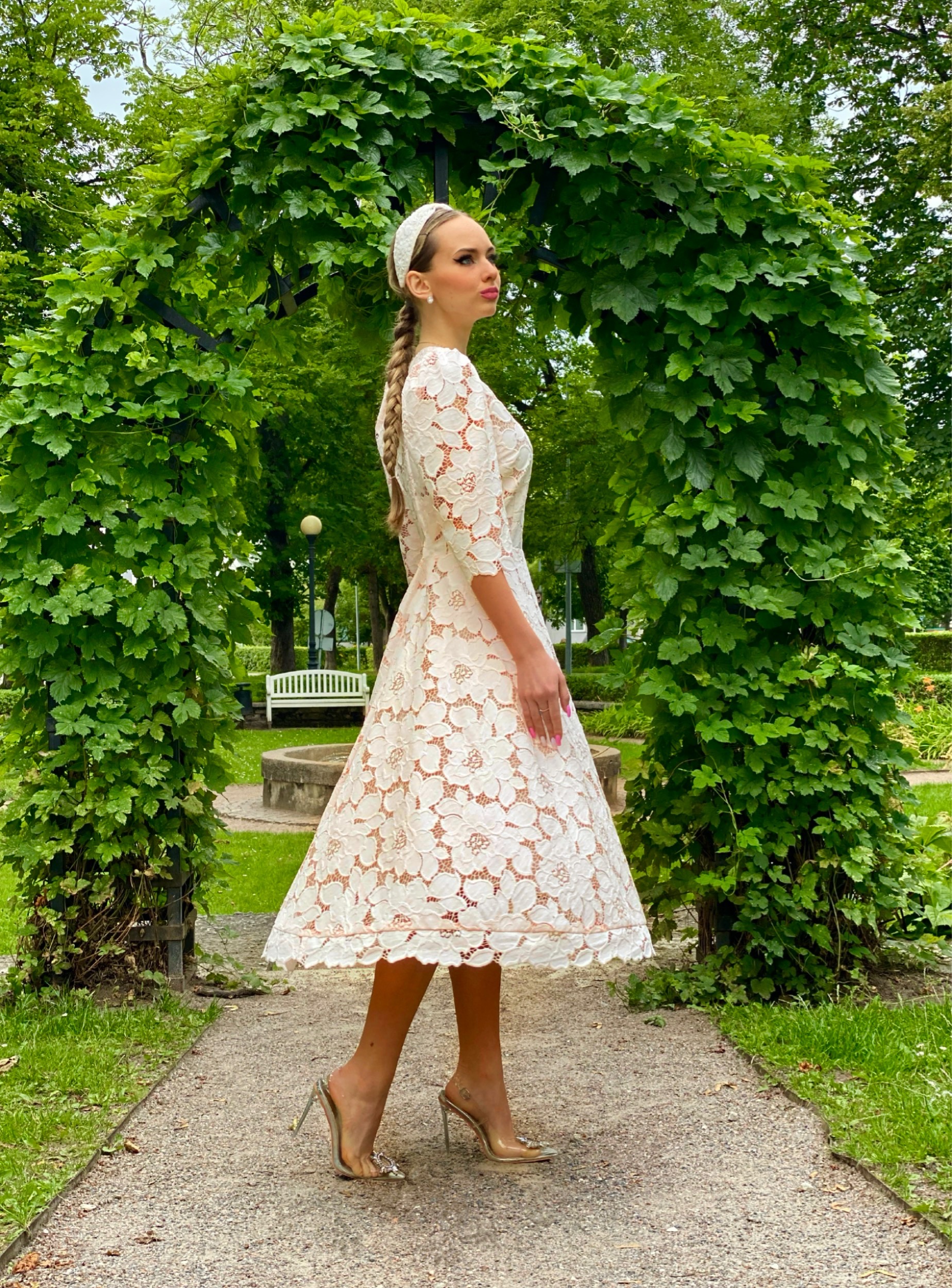 Light peach lace dress